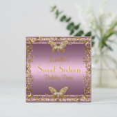 Elegante 16 . Geburtstag Birthday Pink Gold Butter Einladung (Stehend Vorderseite)