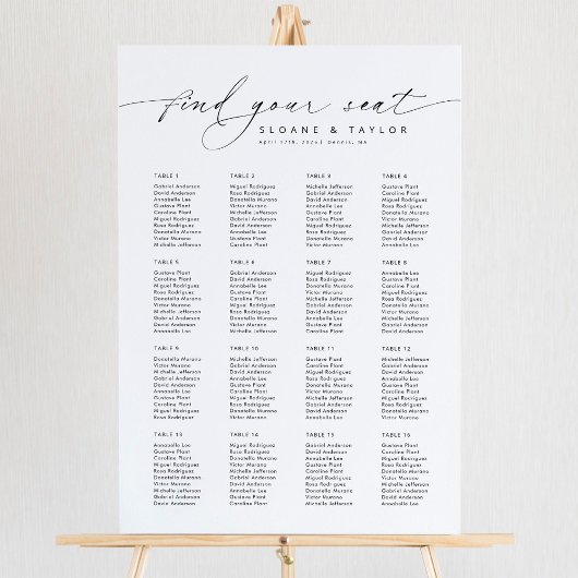 Elegante 16 Tische finden Ihre Sitzkarte Poster