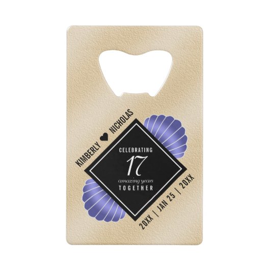 Elegante 17. Muscheln Hochzeitstag Geldbeutel Flaschenöffner (Vorderseite)