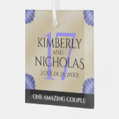 Elegante 17. Muscheln Hochzeitstag Ornament Aus Glas (Vorderseite links)