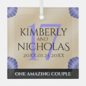 Elegante 17. Muscheln Hochzeitstag Ornament Aus Glas (Vorderseite)