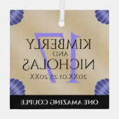 Elegante 17. Muscheln Hochzeitstag Ornament Aus Glas (Rückseite)