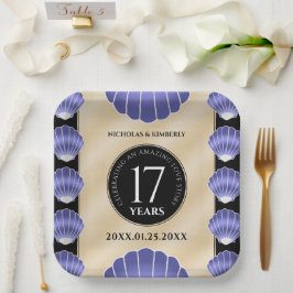 Elegante 17. Muscheln Hochzeitstag Pappteller