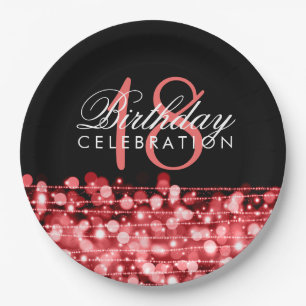 Elegante 18. Geburtstags-Party-Glitzern rot Pappteller