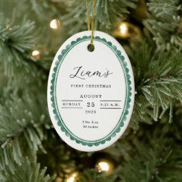 Elegante 1. Weihnachts-Baby-Foto-Geburtsstatistik  Keramik Ornament