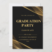 Elegante 2025 Black Gold Party Einladung (Vorderseite)