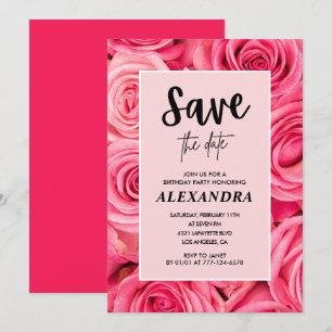 Elegante 20. Geburtstag Florale Rose Save-the-Date Einladung