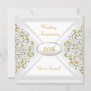 Elegante 20. Hochzeitsjubiläum Weißgold Einladung