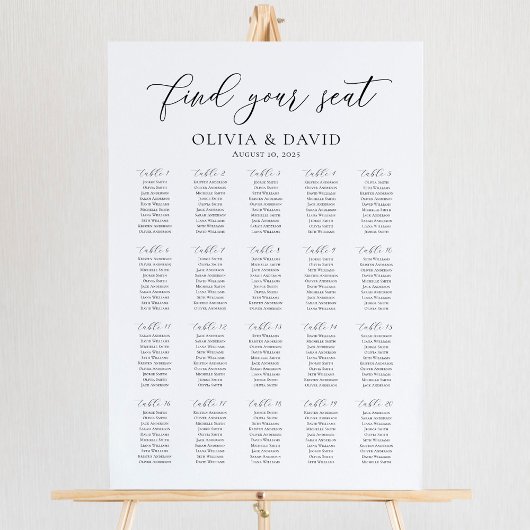 Elegante 20 Tische finden Ihre Sitzkarte Poster