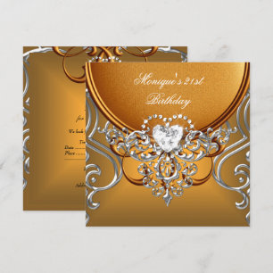 Elegante 21. Geburtstagsfeier Gold Silber Diamant Einladung