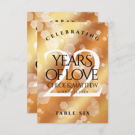 Elegante 22. Copper Wedding Anniversary Table Card Dankeskarte (Vorne/Hinten)