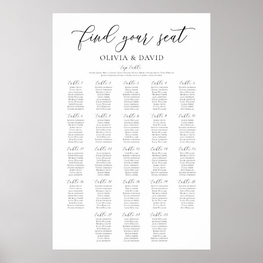 Elegante 23 Tische finden Ihre Sitzkarte Poster (Vorne)