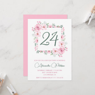 Elegante 24. Geburtstagseinladungen Floral Pink Einladung