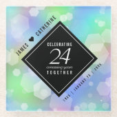 Elegante 24. Hochzeitsfeier Glasuntersetzer (Vorderseite)
