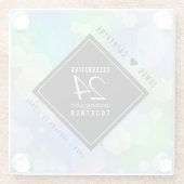 Elegante 24. Hochzeitsfeier Glasuntersetzer (Rückseite)