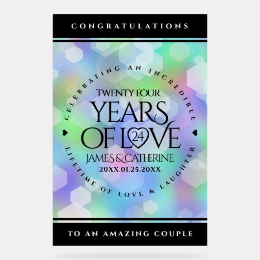 Elegante 24. Opal Wedding Anniversary Celebration Acrylschild (Vorderseite)