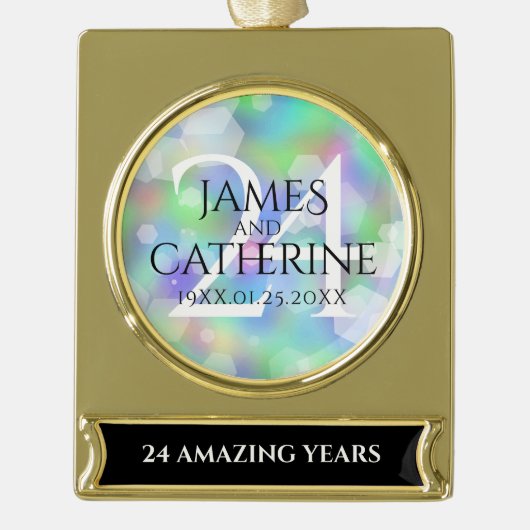 Elegante 24. Opal Wedding Anniversary Celebration Banner-Ornament Gold (Vorderseite)
