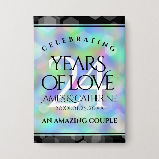Elegante 24. Opal Wedding Anniversary Celebration Button (Vorderseite)