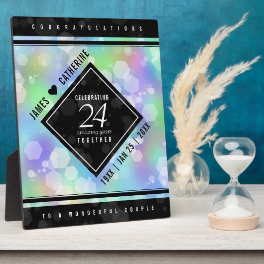 Elegante 24. Opal Wedding Anniversary Celebration Fotoplatte (Seite)