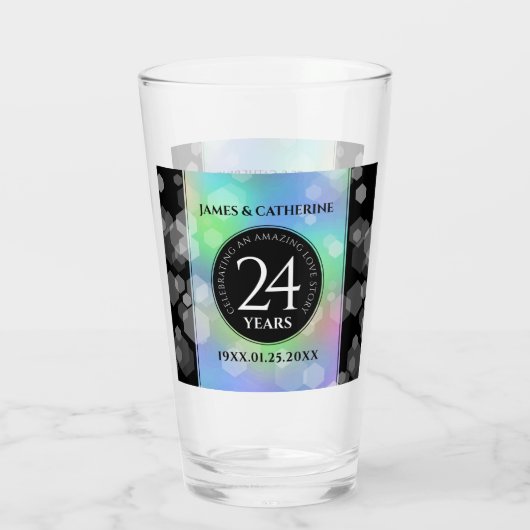 Elegante 24. Opal Wedding Anniversary Celebration Glas (Rückseite)