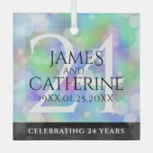 Elegante 24. Opal Wedding Anniversary Celebration Ornament Aus Glas (Vorderseite)