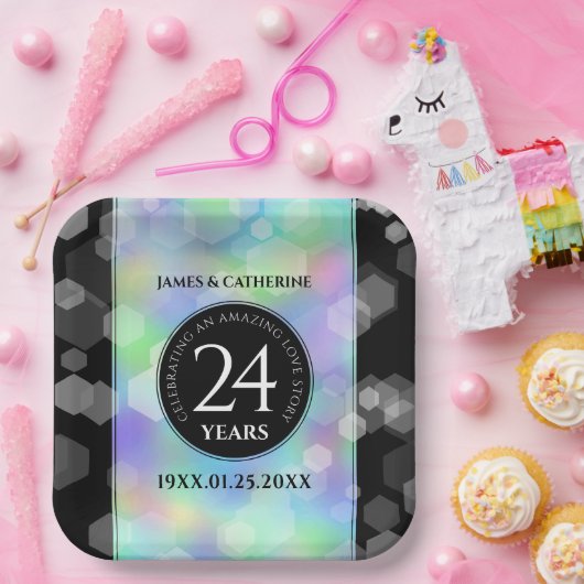 Elegante 24. Opal Wedding Anniversary Celebration Pappteller (Party)