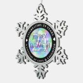 Elegante 24. Opal Wedding Anniversary Celebration Schneeflocken Zinn-Ornament (Rechts)
