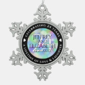 Elegante 24. Opal Wedding Anniversary Celebration Schneeflocken Zinn-Ornament (Vorderseite)