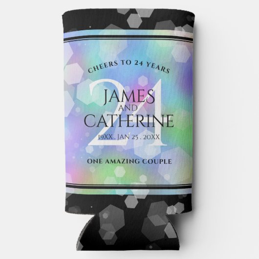 Elegante 24. Opal Wedding Anniversary Celebration Selters Dosenkühler (Rückseite)