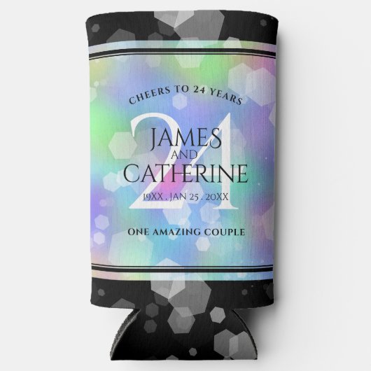 Elegante 24. Opal Wedding Anniversary Celebration Selters Dosenkühler (Vorderseite)