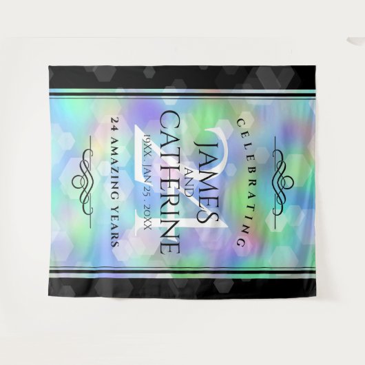 Elegante 24. Opal Wedding Anniversary Celebration Wandteppich (Vorderseite (Horizontal))