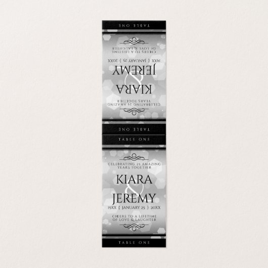 Elegante 25. Silver Wedding Anniversary Table Card (Außenseite Aufgefaltet)