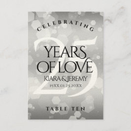 Elegante 25. Silver Wedding Anniversary Table Card Dankeskarte