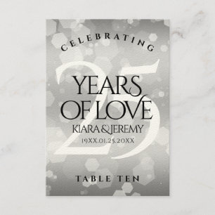 Elegante 25. Silver Wedding Anniversary Table Card Dankeskarte