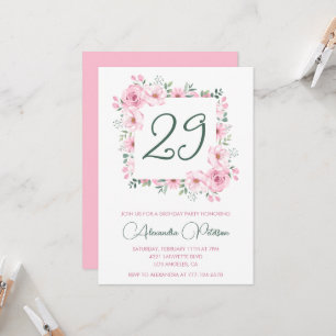 Elegante 29. Geburtstagseinladungen Floral Pink Einladung