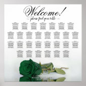 Elegante 29 Table Emerald Green Rose Seating Chart Poster (Vorne)