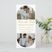 elegante 2-Arche-Foto mit goldenem Schrift Save th (Stehend Vorderseite)