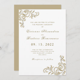 Elegante 2 Brigaden Goldscroll Einladung