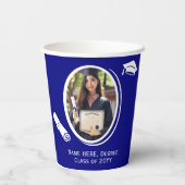 Elegante 2-Foto-Abschluss-Diplomakademie, Navy Blu Pappbecher (Rückseite)