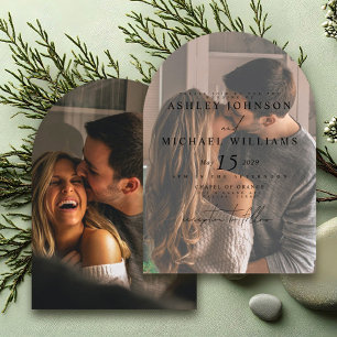 Elegante 2 Foto Arch Overlay Einladung zur Hochzei