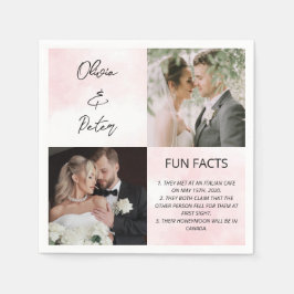 Elegante 2 Foto Einfache Couple Fun Fakten Hochzei Serviette