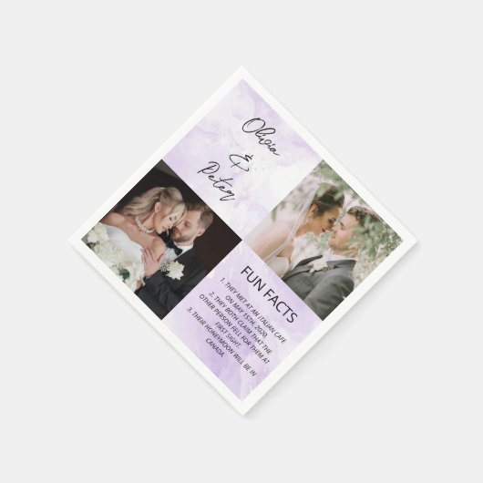 Elegante 2 Foto Einfache Couple Fun Fakten Hochzei Serviette (Ecke)