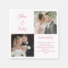 Elegante 2 Foto Einfache Couple Fun Fakten Hochzei Serviette