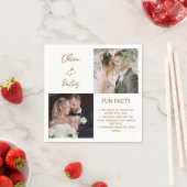 Elegante 2 Foto Einfache Couple Fun Fakten Hochzei Serviette (Beispiel)