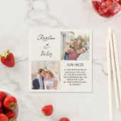 Elegante 2 Foto Einfache Couple Fun Fakten Hochzei Serviette (Beispiel)