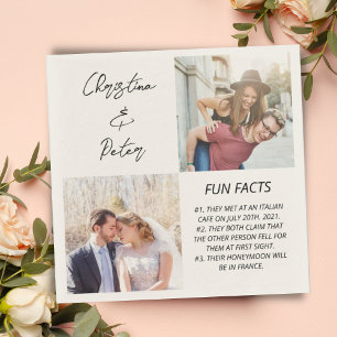 Elegante 2 Foto Einfache Couple Fun Fakten Hochzei Serviette
