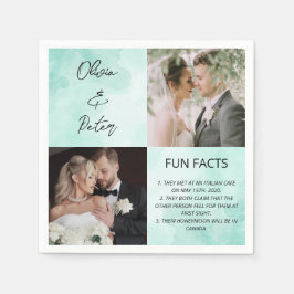 Elegante 2 Foto Einfache Couple Fun Fakten Hochzei Serviette