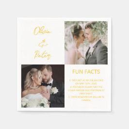 Elegante 2 Foto Einfache Couple Fun Fakten Hochzei Serviette