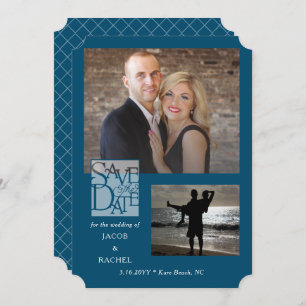 Elegante 2-Foto-Hochzeit am Ozean Save The Date