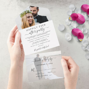 Elegante 2-Foto-Hochzeitsempfang All In One Einladung